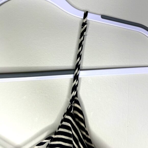 Anthropologie Greylin Sz S Black White Striped Sleeveless Ruffle Top Maxi Dress - Picture 8 of 8
